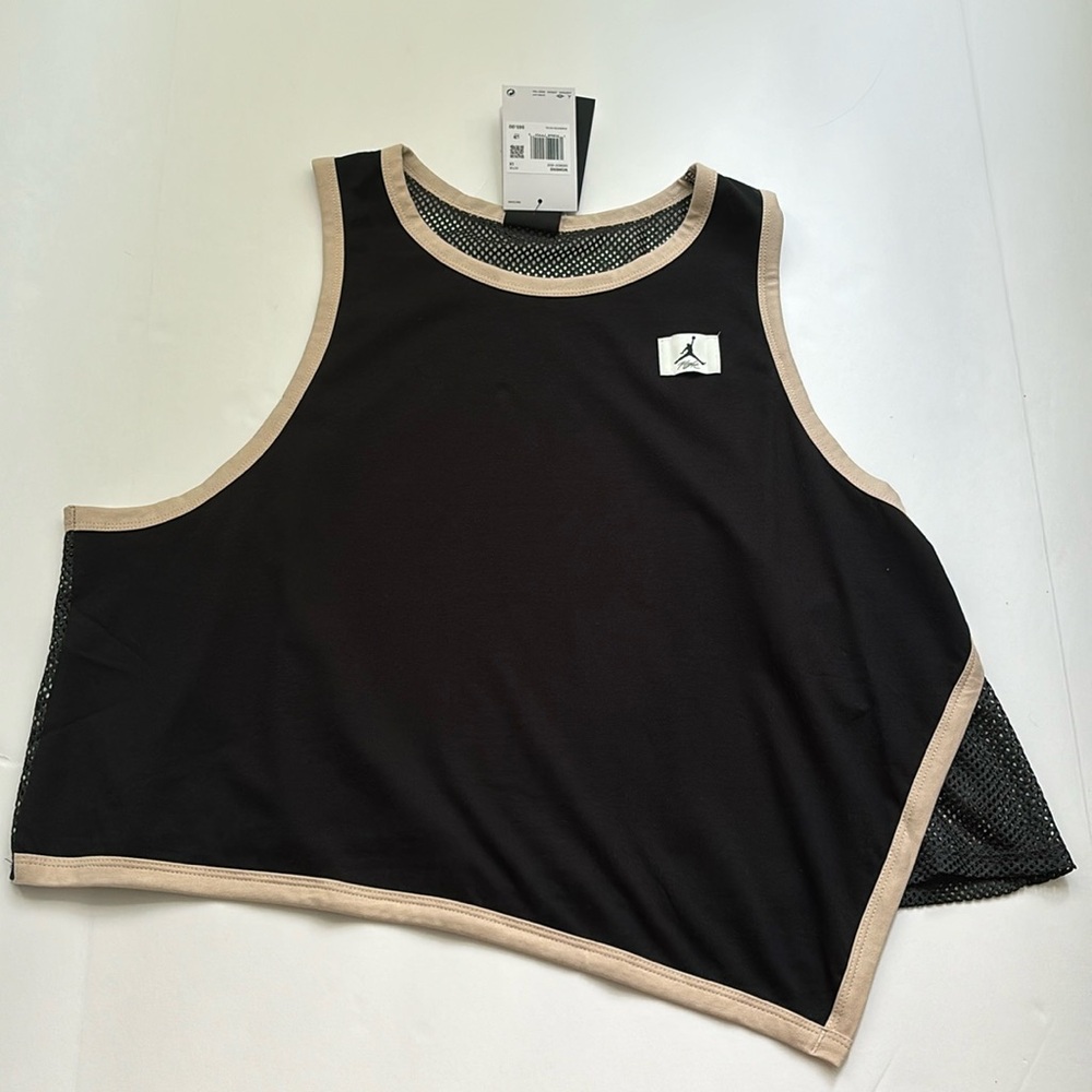 Nike Air Jordan Women Active Black jersey tank top Mesh back Size 1X DO5037-010